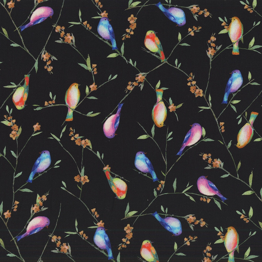 Windham Fabrics Serafina Whistler Studios Festive Flock Black